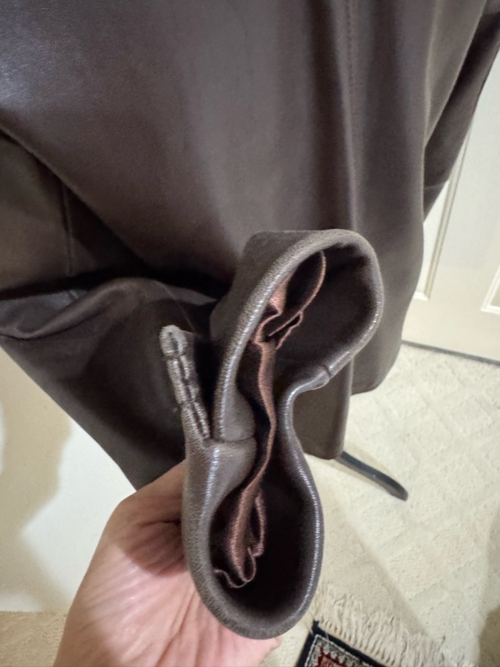 Women's Dark Brown Leather Zip-Front Jacket - Picture 8 of 15